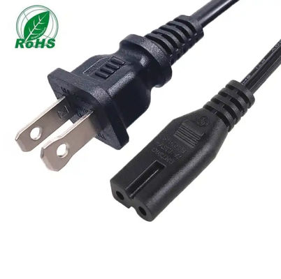 Black USA Power Cord 10A 125V 2 Pin NEMA 1-15P Plug To IEC 320 C7