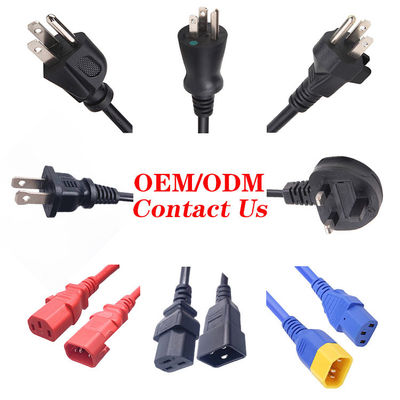 3 Pin Plug 10A 13A 15A 125V Laptop Computer UL Certificate AC Power Cord
