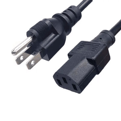 PVC 3 Pin Japan Power Cable , IEC 320 C13 AC Power Cord 1.8m Black Customized