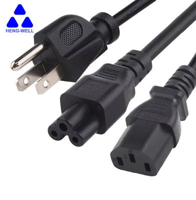 UL 3 Wire USA Power Cord 18AWG Electrical NEMA 5-15p To IEC C13 Laptop Cable