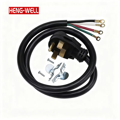 50-Amp 4-Wire SJTW Stripped Range Power Cord NEMA 14-50P-3ft/Custom Length 100% Copper PVC 250V for Home Appliances