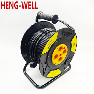 Overheat Protector Cable Reel Black ABS Plastic Reel Metal Bracket Engineered for Cable Handling and Overheat Protection